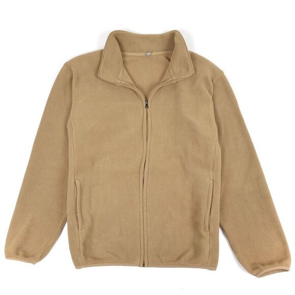 UNIQLO Fluffy Yarn Fleece Full Zip Jacket Thermal Teddy Sweater Tan Mens XL - Picture 1 of 6